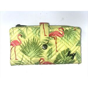 Lug Tram Everyday Wallet Women's Yellow Pink Flamingos Green Leaves Tropical